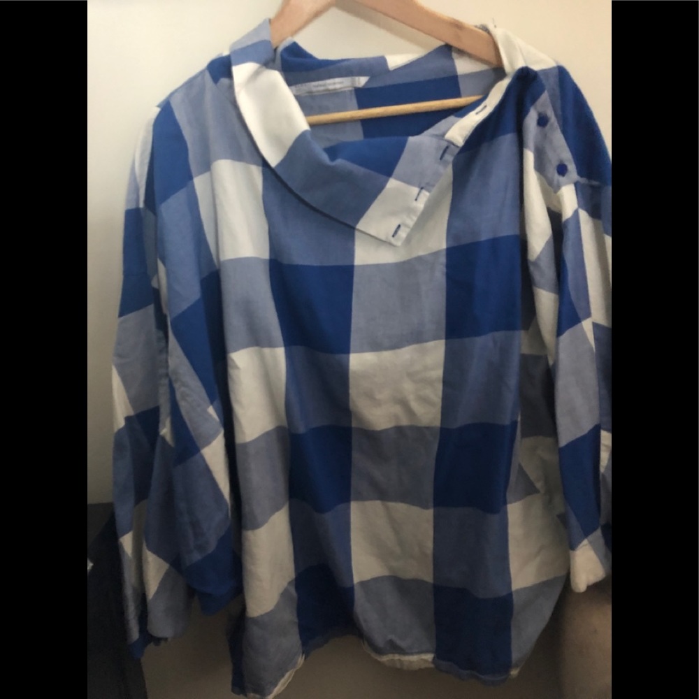Zara Plaid Tunic Top with Buttons
